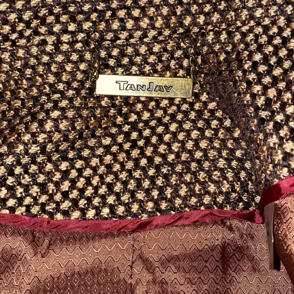 TanJay Gold-Brown Tweed Blazer with Twist Lock Buttons Size 8 - Picture 9 of 14